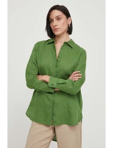 United Colors of Benetton camicia di lino colore verde