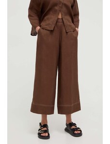Max Mara Leisure pantaloni in lino colore marrone