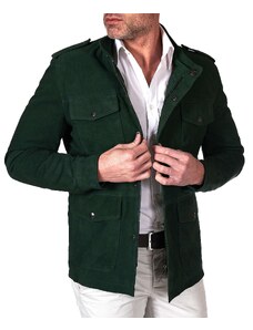 Sahariana camoscio verde uomo con tasche applicate D'Arienzo