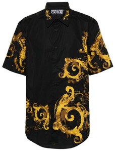 Versace Jeans Couture Camicia nera stampa barocca oro