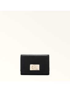 Furla 1927 Portafoglio Compatto Nero Nero Pelle Stampata Donna