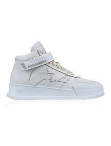 DSQUARED2 SNM0250 1062 Sneakers-41 EU Bianco Pelle, Tessuto, Gomma