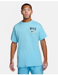 Nike - T-shirt blu con stampa del logo sulla schiena