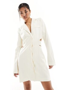 Pretty Lavish - Vestito corto stile blazer con cut-out color crema-Bianco