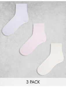 ASOS DESIGN - Confezione da 3 paia di calzini alla caviglia multicolore mélange