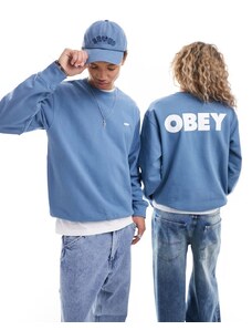 Obey - Felpa unisex blu con stampa del logo sul retro