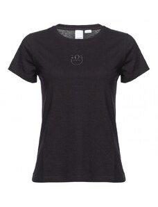 Pinko t-shirt da donna bussolotto a maniche corte in jersey 100% cotone nero