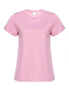 Pinko t-shirt da donna bussolotto a maniche corte in jersey 100% cotone rosa fumo orchidea