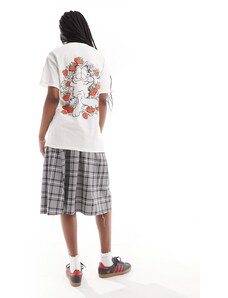 Daisy Street - T-shirt oversize con stampa di fragole e scritta “Garfield”-Bianco
