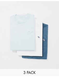 Abercrombie & Fitch - Icon - Confezione da 3 T-shirt con logo blu/bianco-Multicolore