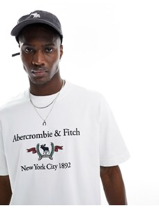 Abercrombie & Fitch - Heritage - T-shirt bianco acceso con stemma del logo