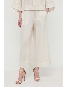 Max Mara Leisure pantaloni in lino colore beige