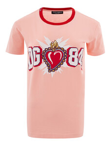 T-shirt Rosa Con Logo Dolce & Gabbana