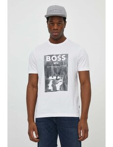 Boss Orange t-shirt in cotone uomo colore bianco con applicazione
