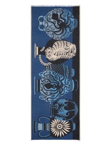 Inoui Editions sciarpa donna fantasia vasi blu e nero