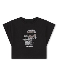 KARL LAGERFELD KIDS T-shirt nera K/Ikonik strass