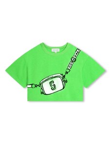 MARC JACOBS KIDS T-shirt crop verde fluo stampa bag
