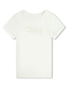 CHLOE KIDS T-shirt bianca logo ricamo