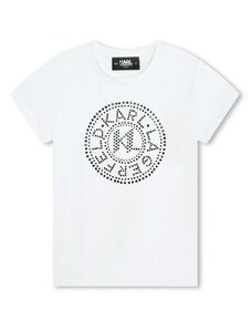 KARL LAGERFELD KIDS T-shirt bianca logo strass