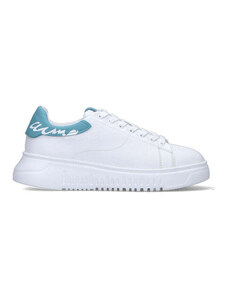 EMPORIO ARMANI Sneaker donna bianca/azzurra in pelle SNEAKERS