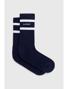 Sporty & Rich calzini Serif Logo Socks donna colore blu navy SOAW238NA