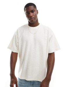 Jack & Jones Premium - T-shirt oversize écru testurizzata-Bianco