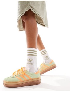 adidas Originals - Gazelle Bold - Sneakers menta e arancione con suola platform-Multicolore