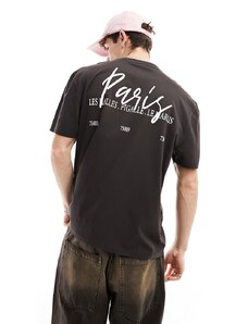 ASOS DESIGN - T-shirt comoda marrone con stampa "Paris" sul retro