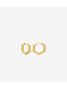 Rachel Jackson - Orecchini a cerchio piccoli placcati oro 22 k esagonali smussati in confezione regalo