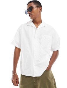Selected Homme - Camicia oversize squadrata bianca in seersucker con rever-Bianco
