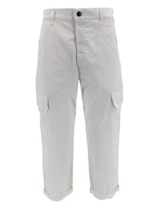 Atelier Cigala's pantalone donna modello cargo in gabardina di cotone bianco
