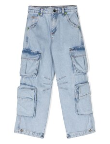 BARROW KIDS Jeans cargo effetto schiarito