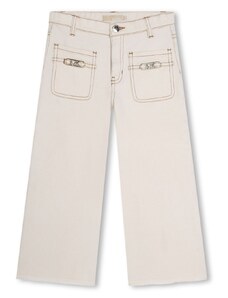 MICHAEL KORS KIDS Jeans crema cuciture a contrasto