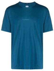CP COMPANY T-shirt blu logo petto centrale