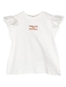 ELISABETTA FRANCHI KIDS T-shirt bianca neonata logo ricamo