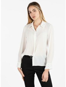 Daystar Camicia Donna Con Strass Su Colletto e Polsini Classiche Bianco Taglia Unica