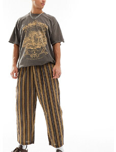 Reclaimed Vintage - Pantaloni ampi cropped a righe-Multicolore