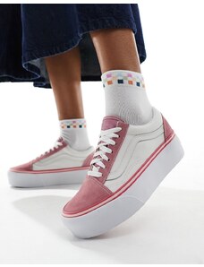Vans - Old Skool - Sneakers rosa e bianche con suola rialzata-Multicolore