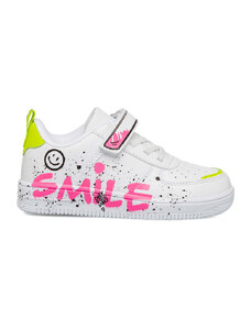 Sneakers bianche da bambina con dettagli rosa e gialli 10 Baci