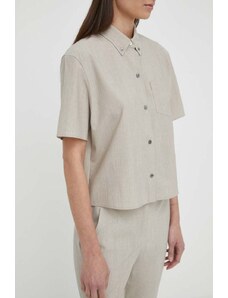 Theory camicia in lana colore beige