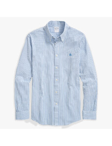 Brooks Brothers Camicia blu a righe regular fit in cotone seersucker con collo button-down - male Camicie sportive Blu M