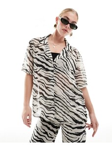 SNDYS - Camicia a maniche corte con stampa zebrata trasparente-Multicolore