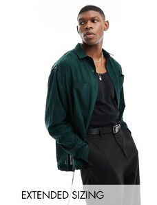 ASOS DESIGN - Camicia oversize squadrata verde scuro con coulisse