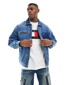 Tommy Jeans - Aiden - Giacca di jeans oversize lavaggio blu medio con zip