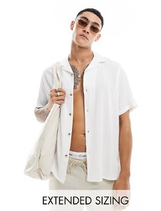 ASOS DESIGN - Camicia écru con rever testurizzata vestibilità comoda-Bianco