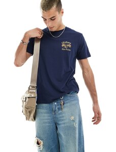 Hollister - T-shirt squadrata blu scuro con stampa sul retro