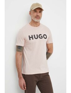 HUGO t-shirt in cotone uomo colore rosa