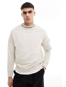 Calvin Klein - Felpa beige vestibilità comoda con logo - In esclusiva per ASOS-Nero