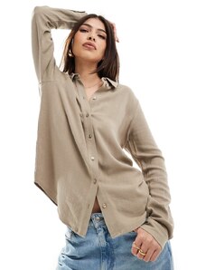 Selected Femme - Camicia beige in misto lino-Neutro