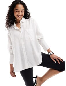 Bershka - Camicia oversize in lino bianco